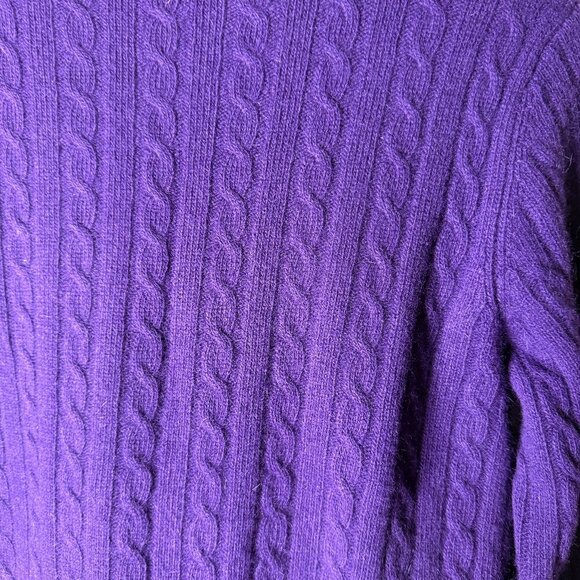 Ralph Lauren Merino Wool Angora Cable Knit Sweater Purple Sz Large - Picture 4 of 6